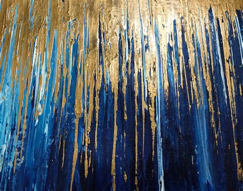 Abstrait en or bleu marine peinture acrylique moderne sur - Etsy France | Peintures art abstrait ...