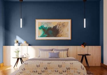 Giant Master Bedroom with Blue Accent Wall