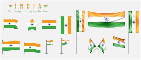 Premium Vector | India flag set flat design of flags collection