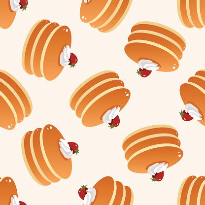 Pancake Cartoon Seamless Pattern Background Stock Illustration - Download Image Now - iStock