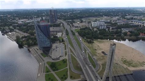 Daugava River in Riga from Bird's Eye View - YouTube