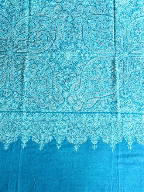 Pashmina Silk Embroidery Jama-blue-L | Click Kashmir