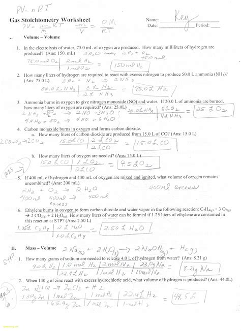 Chemistry Stoichiometry Worksheet 1