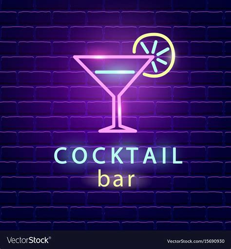 Cocktail bar neon logo vector image on VectorStock | Menu card design, Neon logo, Neon signs