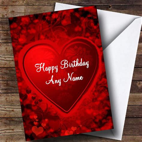 Red And Black Love Heart Romantic Personalised Birthday Card - The Card Zoo