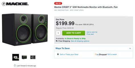 Mackie 5-inch studio monitor speakers w/ Bluetooth streaming (pair) $200 shipped (Reg. $250)