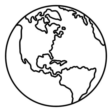 Planet Earth Icon Outline Style, Earth Drawing, Planet Drawing, Plane Drawing PNG and Vector ...