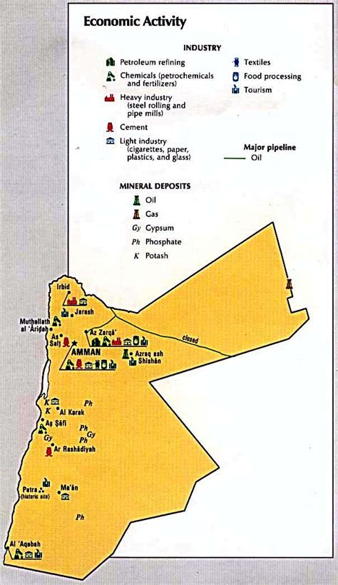 Jordan Economic Activity Map - Jordan • mappery