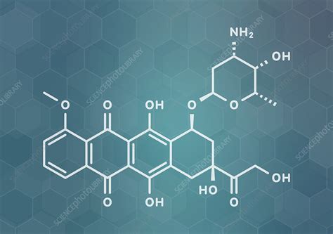 Doxorubicin chemotherapy drug, molecular model - Stock Image - F025 ...