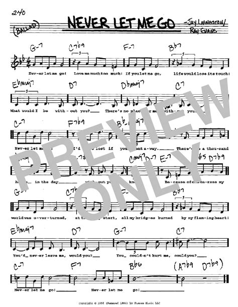 Never Let Me Go | Sheet Music Direct