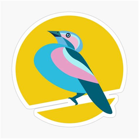 "Blue Green Bird with Pink Stripes Over the Moon in Transparent" Sticker for Sale by Moyanana ...