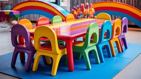 Premium AI Image | Vibrantly colorful dining table set for kids