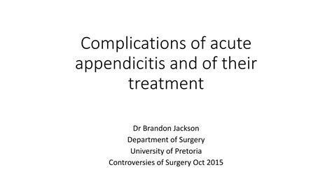 (PDF) Complications of acute appendicitis and of their treatment 2015 ...