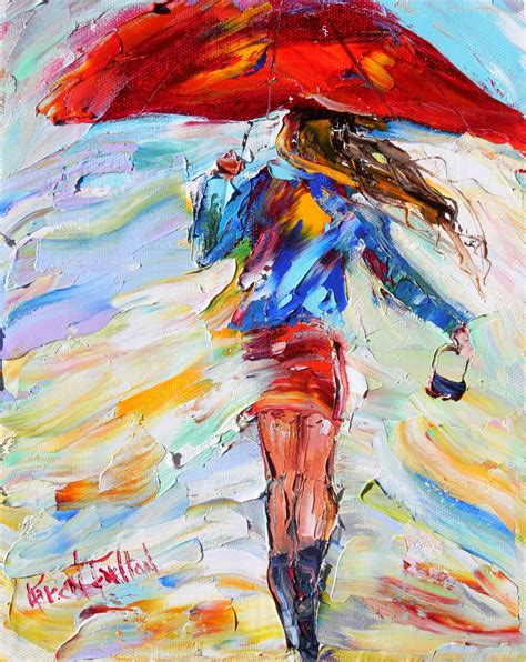 Rain print, Rain Girl art, Rain Dance, Rain Print on Archival canvas, of painting by Karen ...