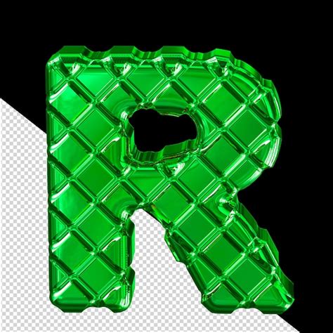 Premium PSD | Green 3d symbol made of rhombuses letter r