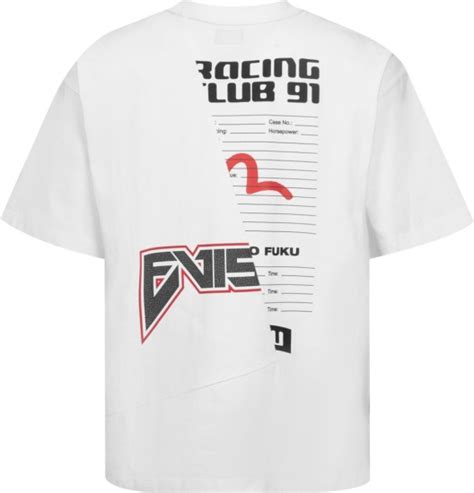 EVISU White Multi Racing Logos T-Shirt | INC STYLE