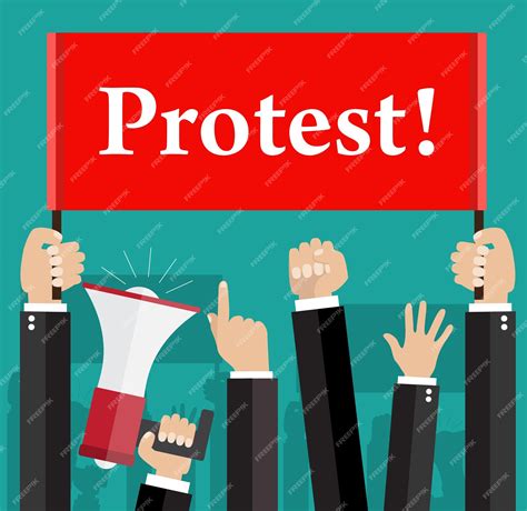 Premium Vector | Hands holding protest signs and bullhorn