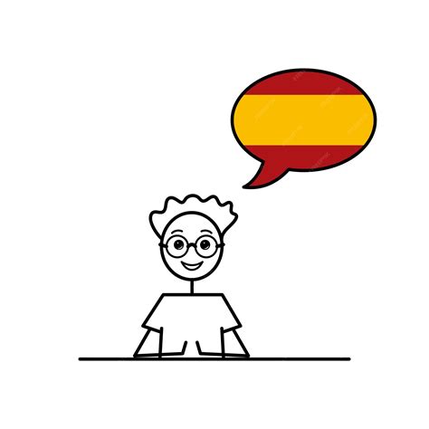 Premium Vector | Speak spanish cartoon boy with speech bubble in flag of spain colors male ...