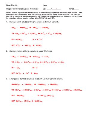 Net Ionic Equations Pogil Answers Pdf - Fill Online, Printable, Fillable, Blank | pdfFiller