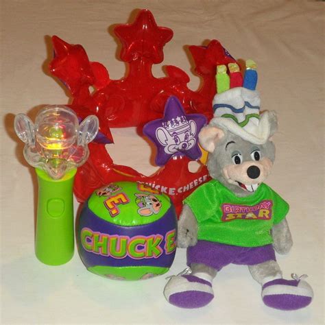 Chuck E Cheese Birthday Candles Doll Plush, Birthday Star Crown Hat ...