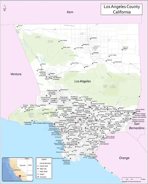 Map of Los Angeles County, California - Where is Located, Cities, Population, Highways & Facts ...