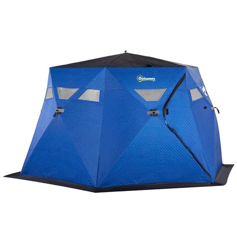 Outsunny 4-Person Insulated Ice Fishing Shelter 360-Degree View, Pop-Up ...