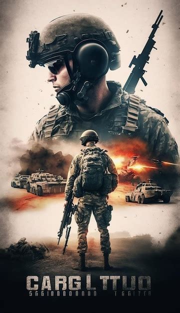 Premium AI Image | Army movie poster shooting movie with generated ai