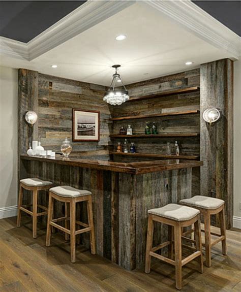 Reclaimed barnwood corner and bar | Bars for home, Home bar rooms, Home ...