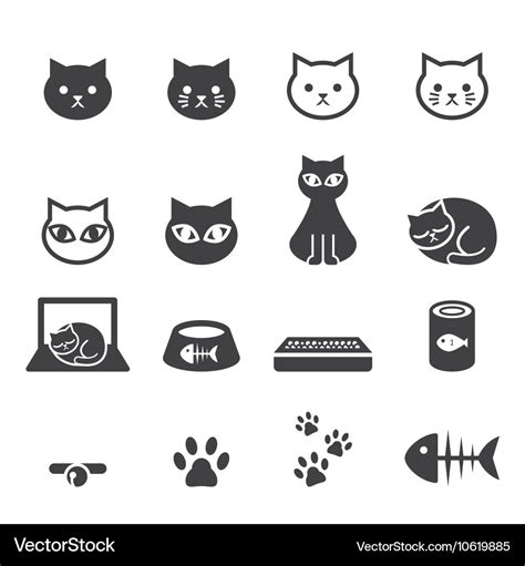 Cat icon set Royalty Free Vector Image - VectorStock