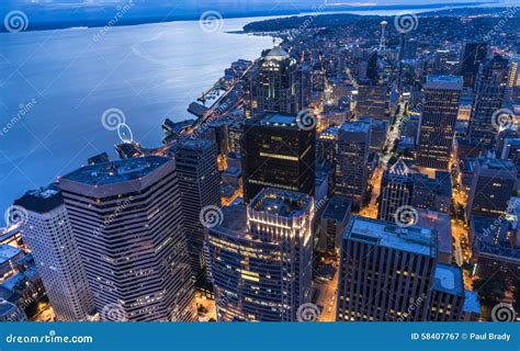 Downtown Seattle Skyline at Night Stock Image - Image of night, downtown: 58407767