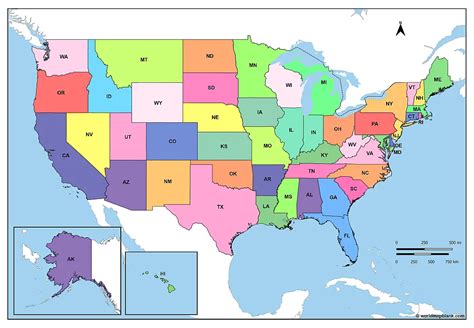 United States Map with States – Political USA Map [PDF] - Printable ...