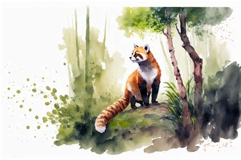 Premium AI Image | A red panda in a forest