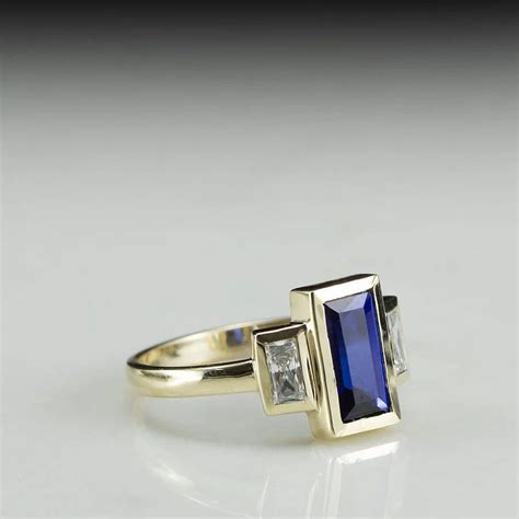 Baguette Ring Vintage Baguette Ring Sapphire Baguette Ring - Etsy