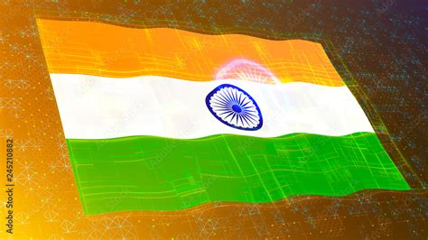 India republic Flag on digital background. National symbol. 3d ...