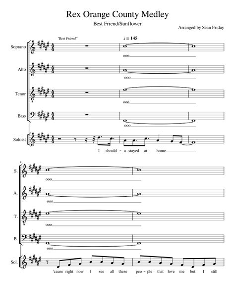 Rex Orange County Acapella Medley Sheet music for Piano, Soprano, Alto ...