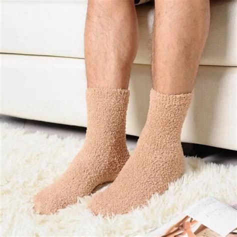 Men's Autumn Winter solid color Warm Socks Sleeping Bed Socks unisex ...