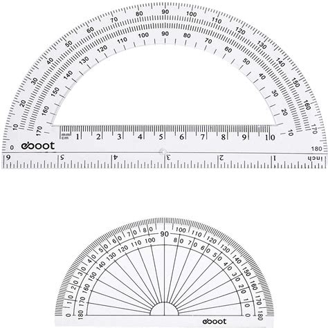 Buy eBoot Plastic Protractor Protractor 180 Degrees, 4 Inch and 6 Inch ...