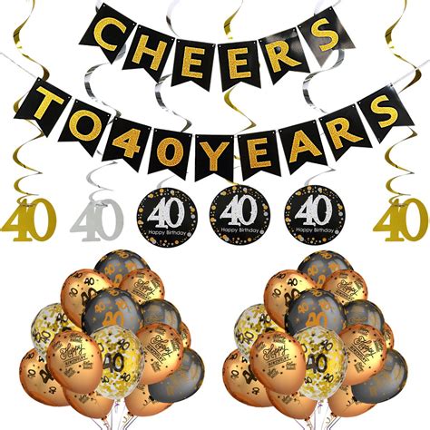 Buy 40th Birthday Party Decorations Kit- Cheers to 40 Years Banner,Sparkling Celebration 40 ...