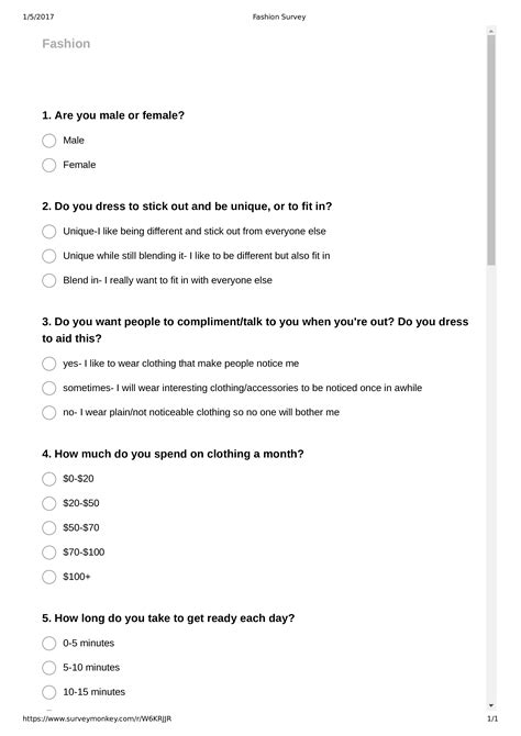 Questionnaire Online Free Template