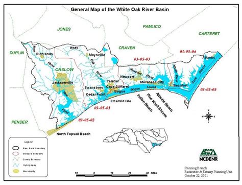 White Oak River Basin Map | NCpedia