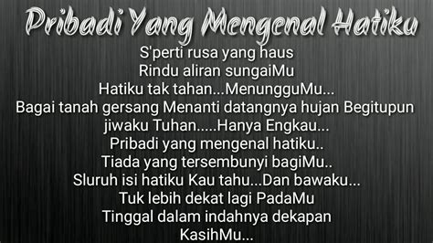 Lirik Pribadi Yang Mengenal Hatiku – Beinyu.com