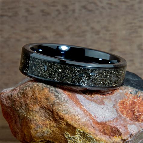 Black Meteorite Ring Meteorite Ring Meteorite Wedding Band - Etsy