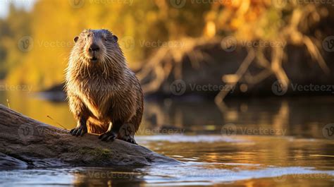 Close-up photo of a Nutria looking in their habitat. Generative AI ...