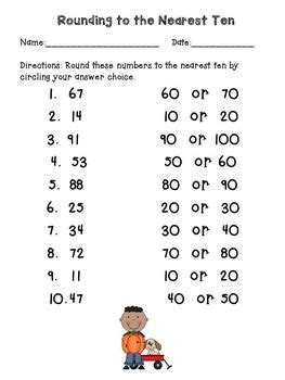 Two Digit Rounding to the Nearest Ten Printable Assessment | First ...