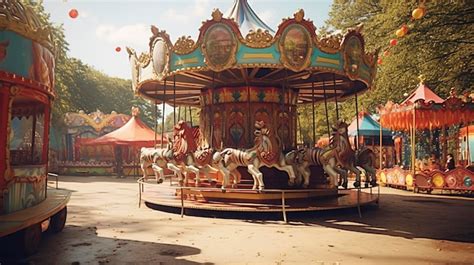 Premium AI Image | Hauntingly beautiful abandoned carnival with vintage ...