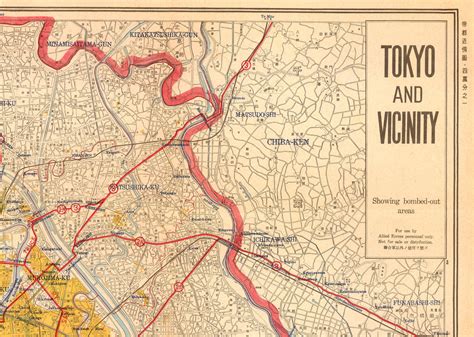 Vintage Map of Tokyo Showing Bombed Out Areas WWII Wall Art - Etsy