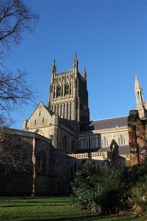 Worcester Cathedral Tower and South Transept Gable Stock Image - Image ...