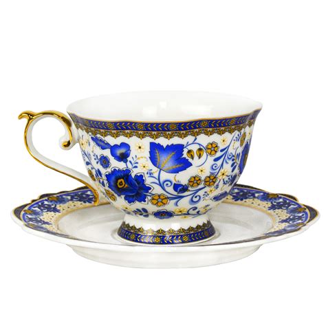 ACMLIFE Bone China Tea Cups and Saucers, 6.8 oz Tea Coffee Cup and ...