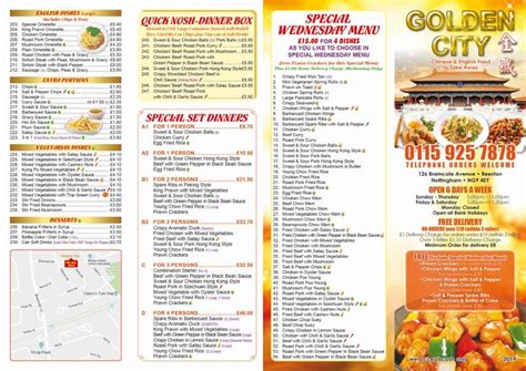 Menu at Golden City fast food, Beeston