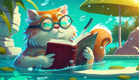 Cartoon Cute Kitten Reading Book Background, Cartoon, Cute, Kitten ...